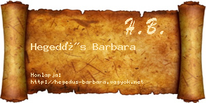 Hegedűs Barbara névjegykártya
